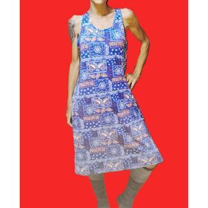 Secret Treasures ~ Red, White & Blue ~ Paisley Patchwork Racerback Mini Dress